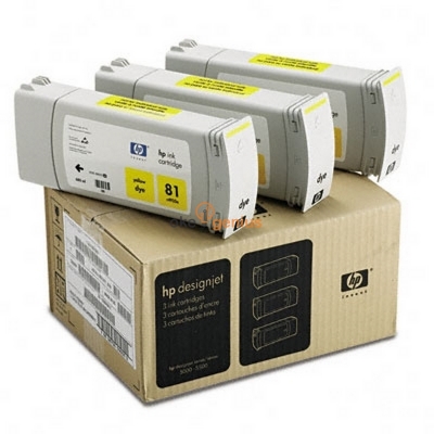 HP 81 Yellow Dye 3 Pack Ink Cartridge   [C5069A]